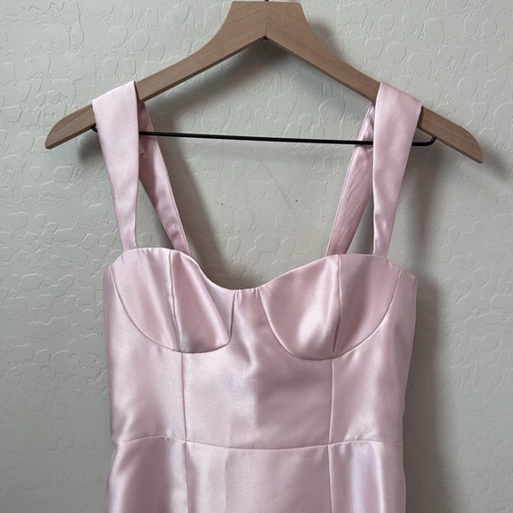Alfred Sung Ballet Pink Bustier Tie Back Gown Size 4 - Picture 3 of 10